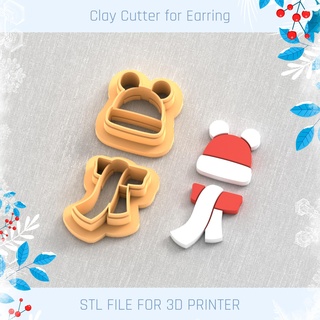 hat scarf christmas polymer clay cutter tools earring stl jewelry cutters new year winter 3d print model - Mito3D