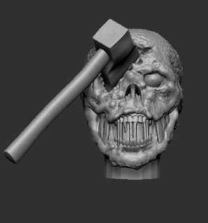 hachette crâne morte tueur sabrer pourrir mal tête 3d print model - Mito3D
