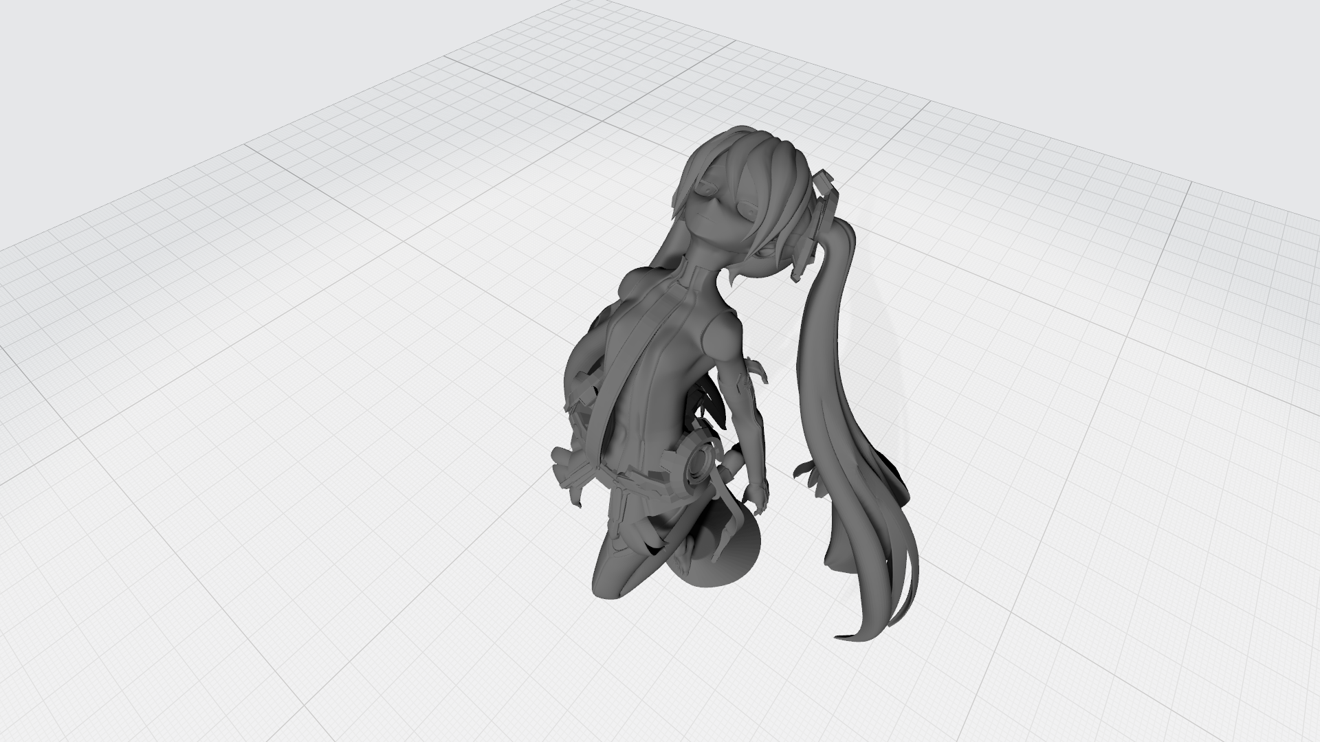 Hatsune miku adjuntar anime niña lindo manga dibujos animados vocaloid 3D print model - Mito3D