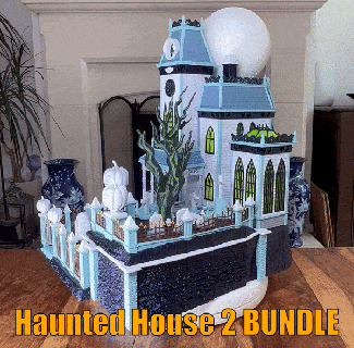 haunted house 2 bundle mansion ghost halloween horror lamp hill grave graveyard gravestone devil skull light art toy home deco 3d print model - Mito3D