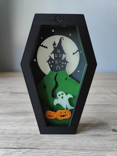 haunted house coffin box halloween haunted house coffin box shadow box  3d print model - Mito3D