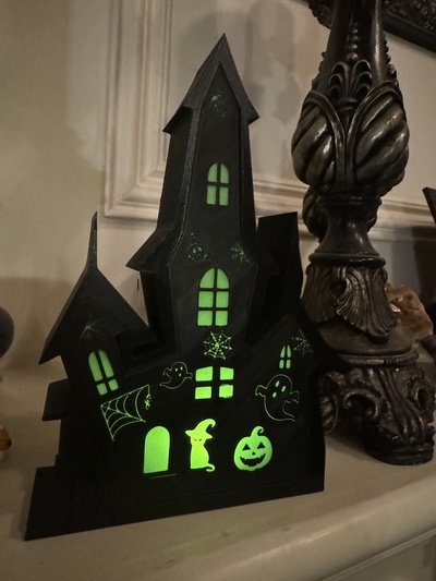 haunted house tea light home halloween 3d print model - Mito3D