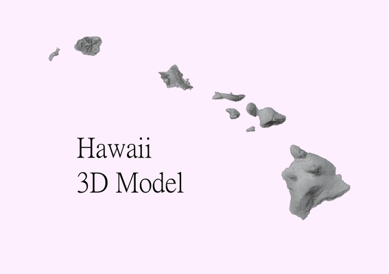 hawaii durum topografik model 3d yazıcı cnc stl dosya duvar sanat coğrafya 3d print model - Mito3D