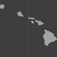 hawaïen îles pièces géographie wargaming hand drawn Hawaii 3d print model - Mito3D