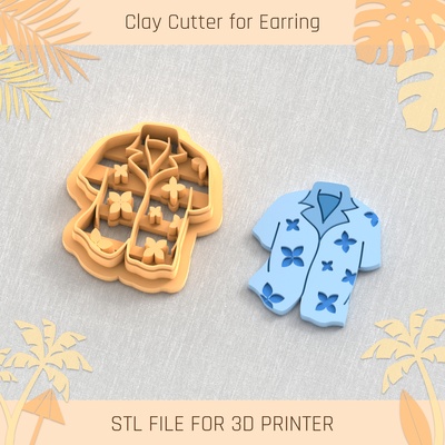 hawaiian shirt summer clay cutter tools earring turtle beach shell 3d print model - Mito3D