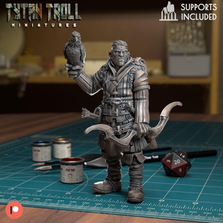 hawk ranger - pre-supported dnd miniature minis dungeons dragons 32mm tytantroll miniatures patreon bow arrow man male hunter 3d print model - Mito3D