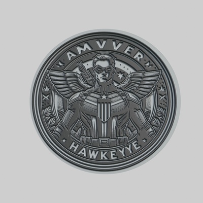 hawkeye medallion cnc 3d printer obj stl art superhero marvel dc ironman thor captanamerica pendant avangers spiderman coin 3d print model - Mito3D