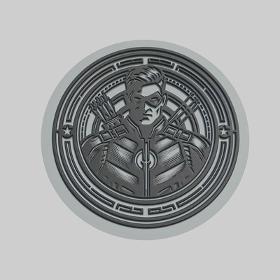 hawkeye medallion cnc 3d printer obj stl art superhero marvel dc ironman thor captanamerica pendant avangers spiderman coin 3d print model - Mito3D