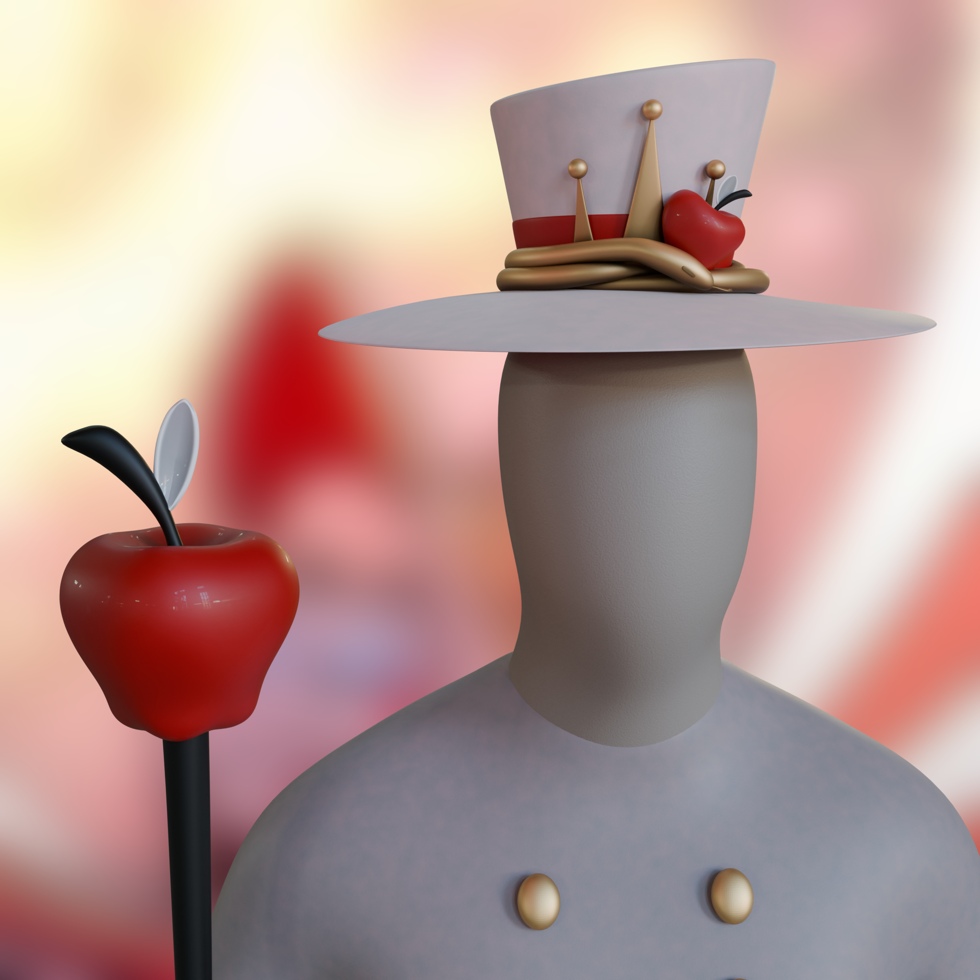 hazbin hotel lucifer apple cane + crown Fashion 3D print model - Mito3D