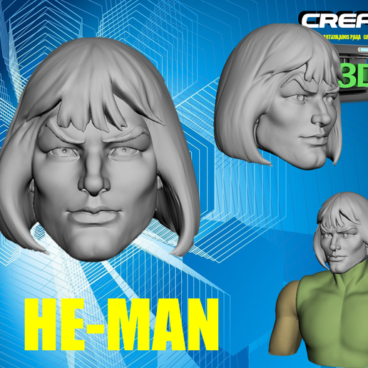 he-man head 3D print model - Mito3D