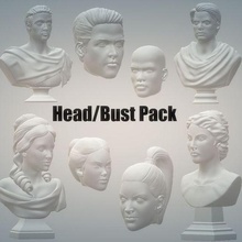 cabeza busto paquete cabezas bustos masculino hembra blanco 3d print model - Mito3D