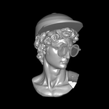 tête Michel Ange David lunettes casquette 3d sculpture Renaissance plâtre analyse jeter artec 3d print model - Mito3D