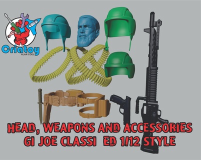 testa Armi Accessori gi Joe classificato 1 12 stile azione figura 3d print model - Mito3D