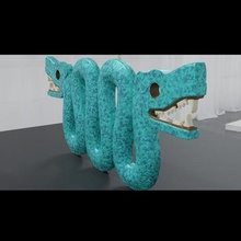 tête serpent aztèque sculpture art décoration Mexique turquoise mosaïques 3d print model - Mito3D