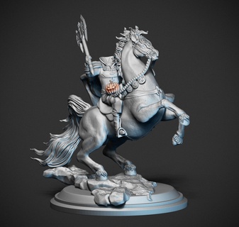 headless horseman sculpture statue decor axe halloween headless horseman horse miniature figurines pumpkin miniatures  3d print model - Mito3D