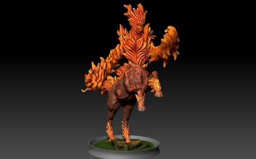 headless mule - tabletop rpg boardgame 3d print model board game fantasy brazilian mithology horse flame flamehorse mare fire elemental ded dnd dungeons dragons art sculptures 3d print model - Mito3D