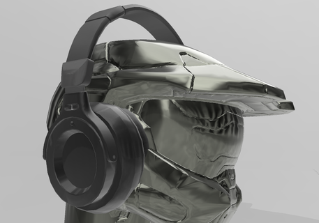 casque musique titulaire soutien écouteurs Halo action joueur jouer 3d print model - Mito3D