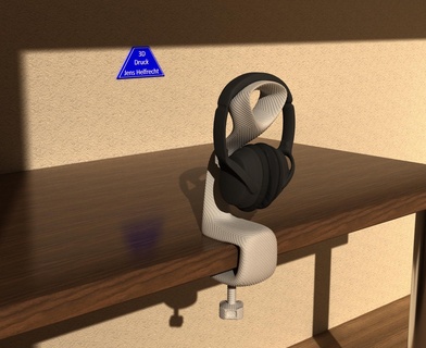 headphone holder table mount - model 6 stand phone art design 3d print model - Mito3D
