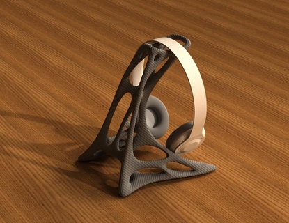 auricular estante soporte orgánico modelo 2 estructurado superficie versión auriculares Arte paramétrico diseño biónico 3d print model - Mito3D