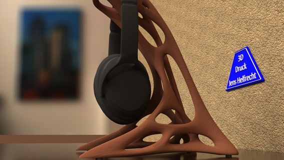 headphone stand organic - model 2 wood-like surface 3d print model - Mito3D