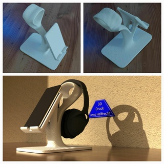 Kopfhörer Stand Telefon Modell 13 strukturiert Oberfläche Ausführung Kunst Design 3d print model - Mito3D
