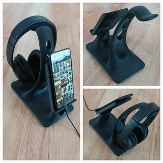 Kopfhörer Stand Telefon Modell 14 strukturiert Oberfläche Ausführung Kunst Design 3d print model - Mito3D