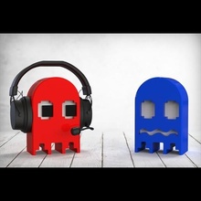 headphone stands stand game pacman retro gift toy ghost desk organize decoration desktop head 3d print model - Mito3D