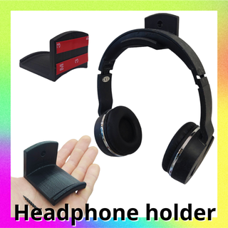 headphones headset holder - strong hook hanger office desk wall organiser house diy livingroom file 3d printing stl model headphone organizer home gaming pc 3d print model - Mito3D