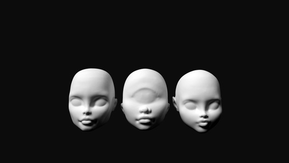 cabezas ooak muñeca personalización compatible monstruo alto muñecas paquete 3 cabeza 3d print model - Mito3D
