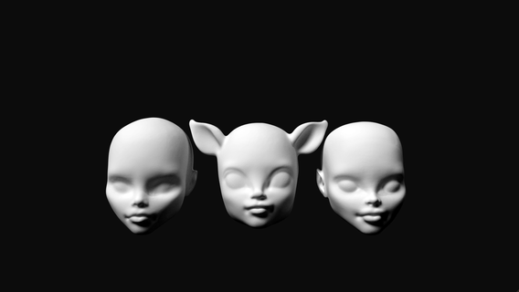cabezas ooak muñeca personalización compatible monstruo alto muñecas paquete 4 cabeza 3d print model - Mito3D