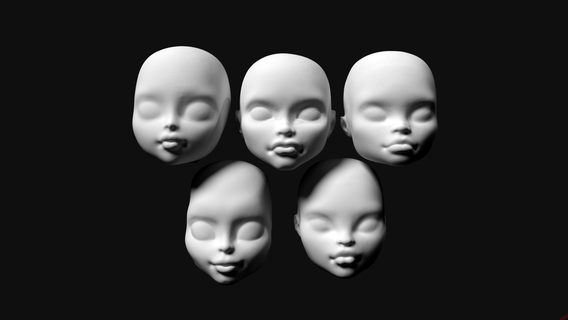 heads ooak doll customizing - compatible monster high dolls pack 5 Game head 3d print model - Mito3D