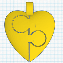 heart-puzzle jewelry medallion pendant symbol love union heart couple 3d print model - Mito3D