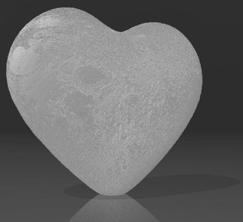 heart shaped Mond Lampe Kunst Lithophan Lithophania Herz 3d print model - Mito3D