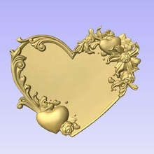 heart 3d relief cnc - scroll valentine frame panel 3d print model - Mito3D