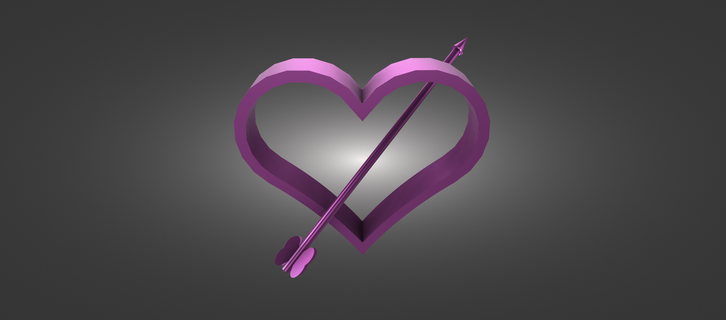 heart valentines love cupid arrow art 3d print model - Mito3D