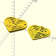 heart 2 labyrinthe bijoux pendentif cadeau cœur un trousseau de clés l'amour openscad la saint-valentin customizer 3d print model - Mito3D