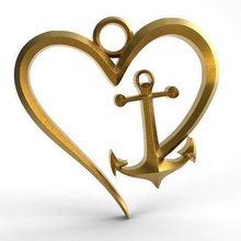 heart anchor jewelry pendant art 3d print model - Mito3D