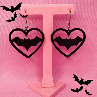 heart bat earrings 3d print model - Mito3D