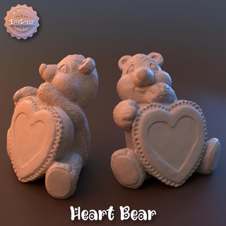 heart bear cute sleepy teddy toy figurine 3d model picture frame 3d print model - Mito3D