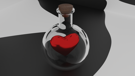 cœur bouteille art l'amour océan l'eau pirate 3d print model - Mito3D