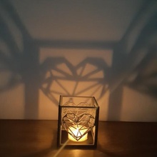 coração de suporte vela a casa castiçais decoração arte figura geométrica lâmpada deco candelabros no interior luz do art 3d print model - Mito3D