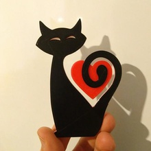 heart cat animal ornament mascot 3d print model - Mito3D