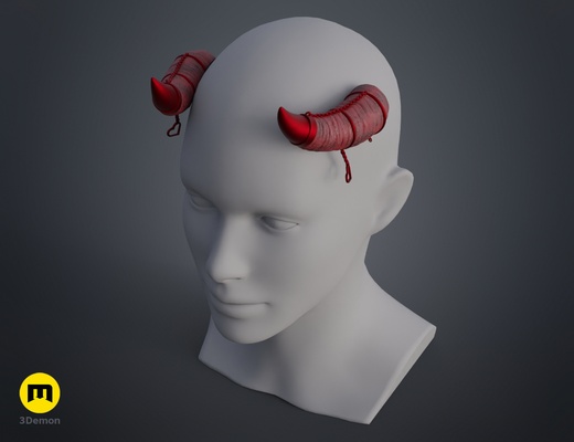 kalp zincir boynuz kostüm oyunu 3d aksesuarlar succubus iblis şeytan cehennem 3d print model - Mito3D