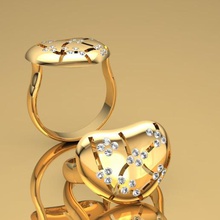 cuore fascino anello gioielli anelli il moda lucente gemma diamante gioiello stampabile argento oro design preziosi 3d print model - Mito3D