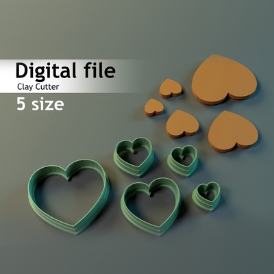 heart clay cutter polymer cookie cookiecutter claycutter polymerclaycutter cutters 3d print model - Mito3D