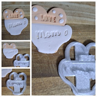 heart cookie teacup mother's day cutter cutters clay mother pregnant mom 3d print model - Mito3D