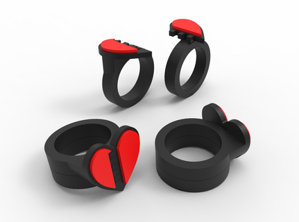 Herz Paar Ring Türklingeln versprechen Ringe Paare passend Hochzeit Bands Liebhaber einstellen 3d print model - Mito3D
