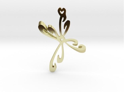 Herz Kreuz Amulett Charme cool Gold Schmuck Liebe Besondere Valentinstag Gelb Mode 3d print model - Mito3D