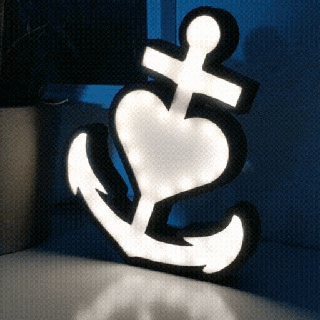 corazón cruzar ancla LED ligero lámpara amor fe esperanza escritorio Encendiendo decoración hogar Lámpara mesa diseno iluminacion diseño 3d print model - Mito3D