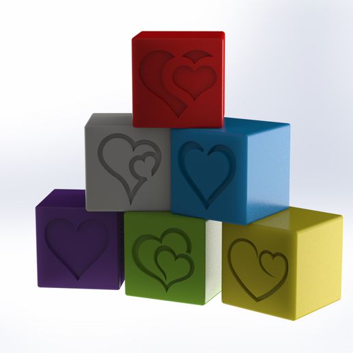 cuore cubi San Valentino giorno amore cubo stile arte romantico regalo sorpresa decorazione 3D print model - Mito3D